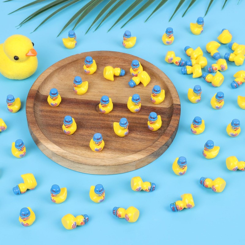 CCINEE 100pcs Patriotic Mini Resin Ducks Bulks, 4th of July