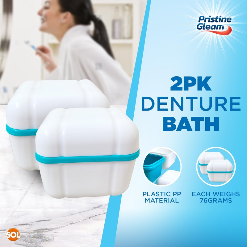 2pk Denture Bath Box, Denture Box for False Teeth Container