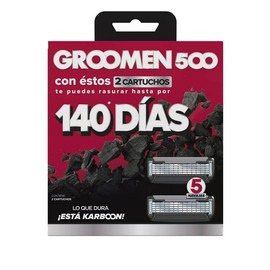 Máquina de Afeitar Groomen 500 Navajas Recubiertas Con Nanotecnología Cerámica y Doble Lubricación 2 Piezas