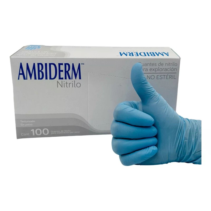 Ambiderm Guante Nitrilo Azul Ambiderm No Estéril Chico Caja 100