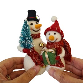 Adorable Needle Felted Christmas Ornament | Free-Standing or Hanging Decoration | Festive Christmas Decor (Mr and Mrs Snowman)