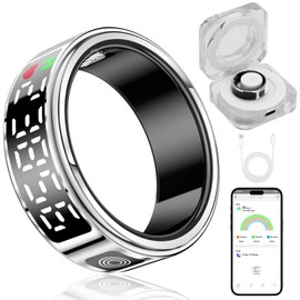 Smart Ring with Display - Fitness Tracker, Heart Rate Monitor, Sleep Tracker, Step Counter, Gesture Control for TikTok & Camera - IP68 Waterproof, Extended Battery Life Silver #11