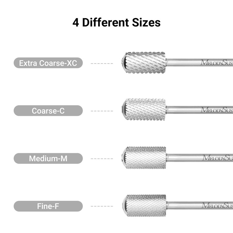 MelodySusie Safety Nail Drill Bits, 3/32'' Smooth Round Top Large