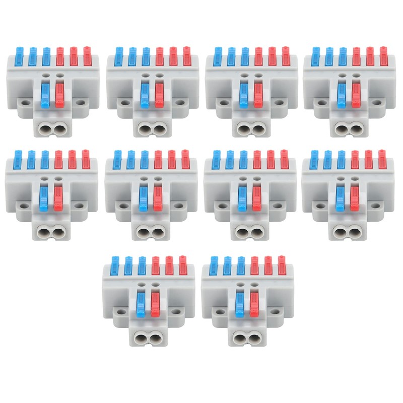 2-in-6-Out Lever Wire Connectors 10-Pack KV426 Push-in Terminal Blocks Compact