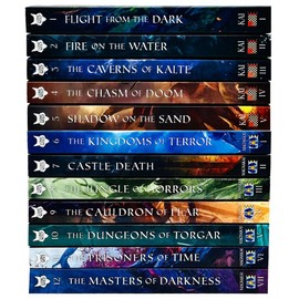 Lone Wolf Series Books 1-12 Collection Set By Joe Dever (Flight from the Dark, Fire on the Water, Caverns of Kalte, Chasm of Doom, Shadow on the Sand, The Kingdoms of Terror, Castle Death & More)