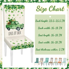 Yoande Set of 6 St. Patricks Day Chair Covers, Green Spring Saint Patrick Shamrock Chair Slipcovers, Retro Emovable Washable Seat Protector Covers for Home Kitchen Dining Room Decor