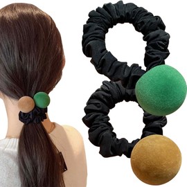 Wenlly Haargummis, hohe Elastizität Pferdeschwanzhalter, Haargummis für Frauen Mädchen, 2 Stück, Grün & Kaffee