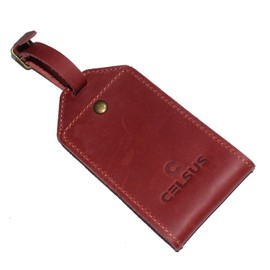 [CELSUS] Genuine Leather Bag Name Tag (Red Brown)