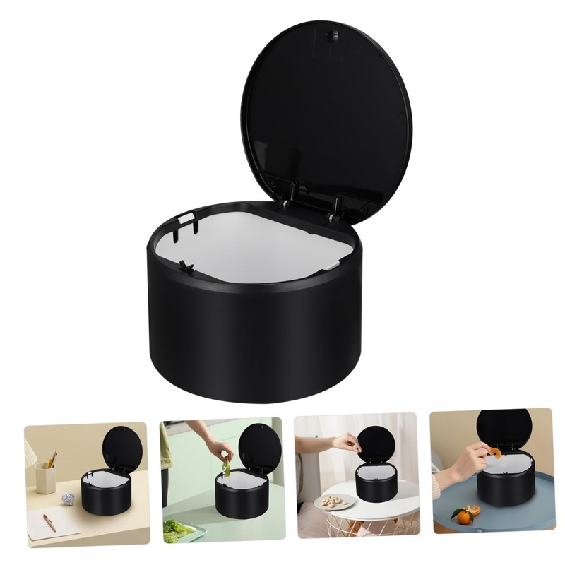 Ciieeo 1pc Mini Desktop Trash Can with Press Top Lid