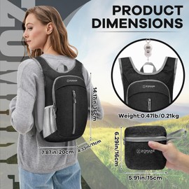 ZOMAKE Bag 10L Foldable Backpacks - Small Day Backpack for Hiking Travel and City Trips, Mini Lightweight Backpack for Women Men Children and Teenagers
