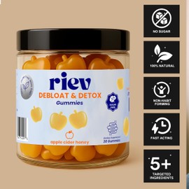 riev Debloat & Detox Gummies – Apple Cider Honey Flavor – Sugar-Free – Daily Gut Support with Ginger, Dandelion, and Magnesium – Gentle Digestion – Vegan, Non-GMO – 30 Count