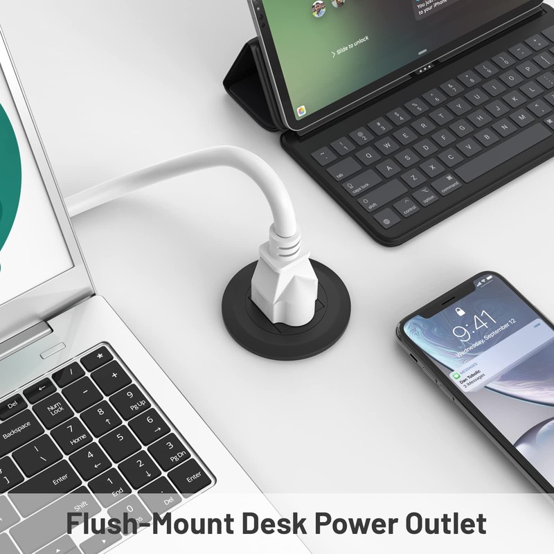 Mini Desktop Power Hub Grommet Socket, Flush-Mount Desk Outlet Build-in
