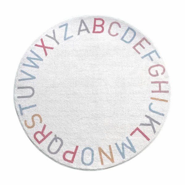 Wonder Space Handmade ABC Alphabet Kids Play Mat - Soft Smooth Cotton Letter Early Learning Education Anti-Slip Toddlers Nursery Rug, Indoor Room Floor Carpet Decor (White, 1M)