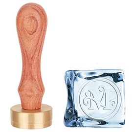 OLYCRAFT Ice Stamp 1.2 Inch Ice Cube Stamp Ice Branding Stamp Ice Stamp Cocktail with Removable Brass Head and Wood Handle for Cocktail and Whisky Ice Cubes Making DIY Crafting - Letter M