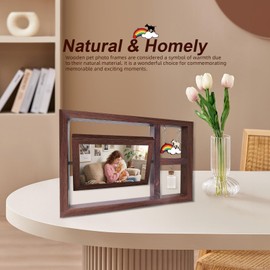 Bmimxda Rotating Wooden Pet Memorial Picture Frame - 4x6 Double-Sided Display for Cat Loss Sympathy Gifts - Durable Wood Remembrance Keepsake to Honor Beloved Pets
