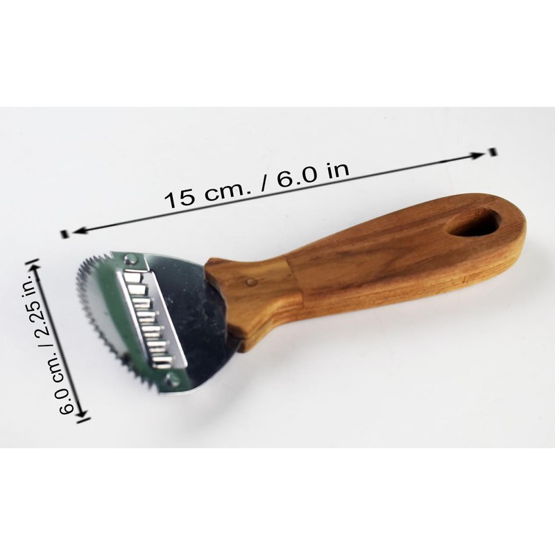 Traditional Coconut Scraper with Wooden Handle, Stainless Steel Blade, Kitchen