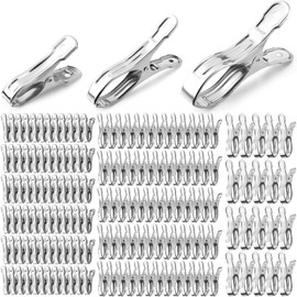 JaGely 200 Pcs Garden Clips Bulk 2.2/3.55/5.12 Inch Greenhouse Clamps Stainless Steel Green House Clip with a Strong Grip for Shade Cloth Plant Cover on Garden Hoops