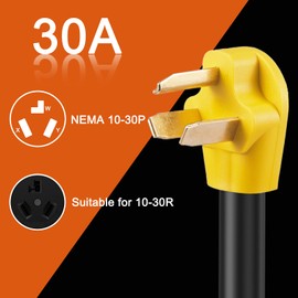 NEMA 10-30P to 6-50R Welding Adapter Cord, 30 Amp 3 Prong Dryer Male Plug to 50 Amp Welder Female Connector, for Welding Machine EV Charger, STW 10 AWG/3C, 1 FT, ETL Listed