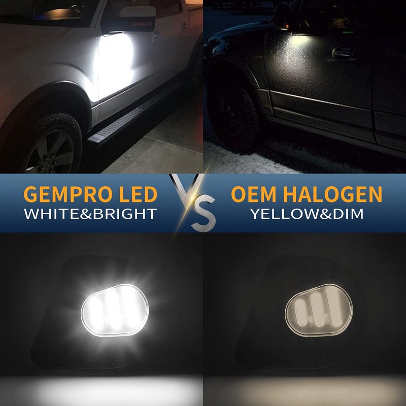 Gempro 2Pcs LED Side Mirror Puddle Light Lamps Assembly for