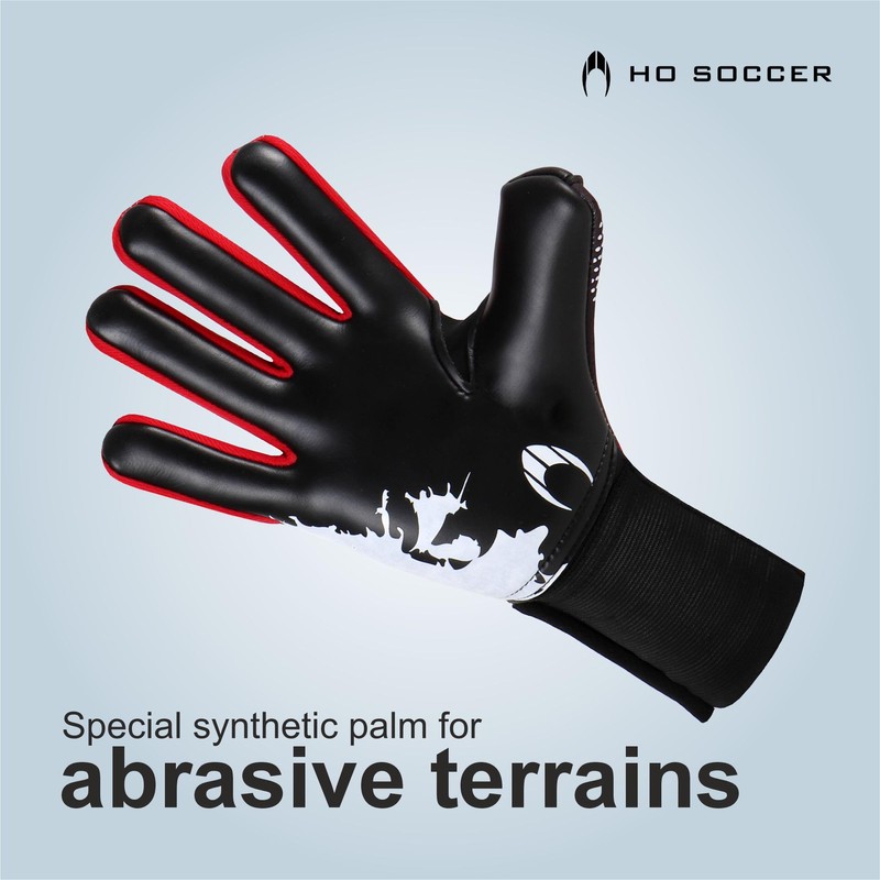 HO Soccer Robust Red Unisex Kids Goalkeeper Gloves, Black/Red, Size