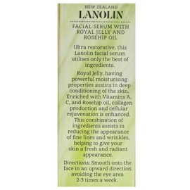 Wild Ferns Lanolin Facial Serum with Royal Jelly and Rosehip Oil, 95% Natural, 30ml