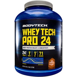 BODYTECH Whey Tech Pro 24 Protein Powder - 24g Protein per Serving - Supports Muscle Growth & Recovery - Rich Chocolate (5 lb, 71 Servings)