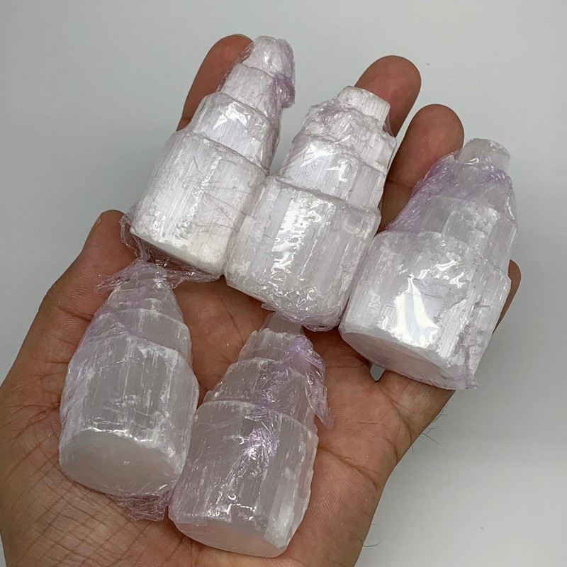 1pc, 2.2"-2.3", Natural Rough Solid Selenite (Satin Spar) Crystal Tower,