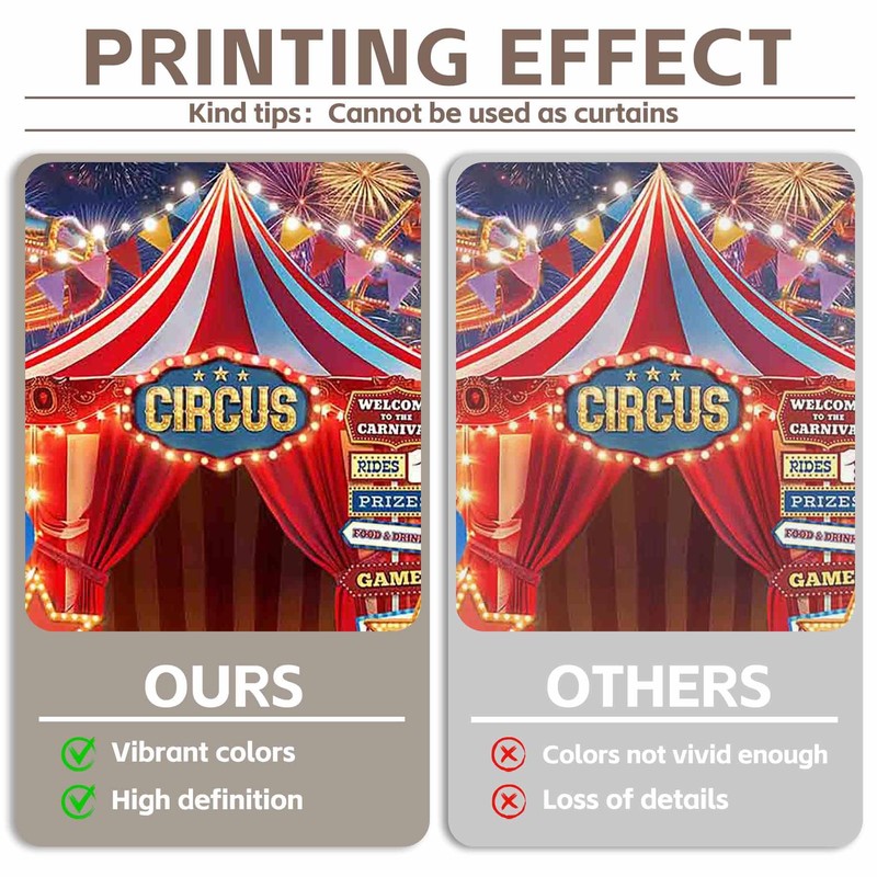 ZTHMOE Fabric 7x5ft Red Circus Carnival Photography Backdrop Halloween Curtain