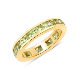 Rafaela Donata Women's Ring 925 Sterling Silver Yellow Gold-Plated 14 Carat with Peridot Green Gemstone Ring Size 3.00 mm, 58, Peridot