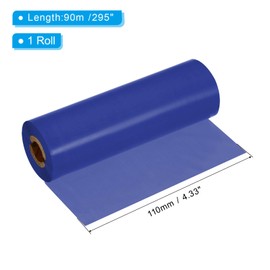 PATIKIL 4.33" x295' (110mmx90m) Wax Thermal Transfer Ribbon, 1 Roll 1/2" Core Ink Out Barcode Printer Ribbon with Core for Printer Label Coated Paper Tag Printing, Blue