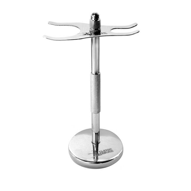 Classic Samurai Safety Razor and Shaving Brush Stand with Heavyweight Felt Lined Base from Super Safety Razors