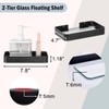 Z metnal Small Glass Bathroom Shelves, Matte Black Floating Shelf,