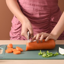 Cutting Board Double Sided, Stainless Steel Chopping Board Heavy Duty Kitchen Cutting Board Non Slip Chopping Board for Meat Cheese Vegetable Fruit(Green)