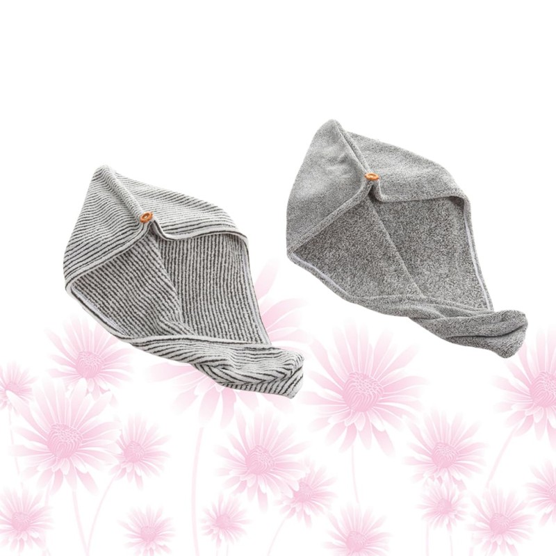 TOVINANNA 2pcs Microfiber Hair Drying Cap Checkerboard Towel for Women