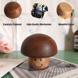 BinkeGG Play (Schubert's Lullaby) Walnut Mushroom Shaped Clockwork Music Box with Sankyo Musical Movement (65 Tunes Option)