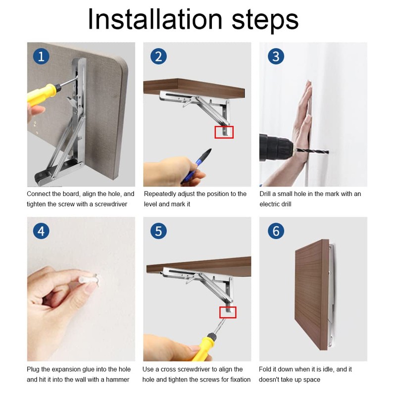 Oudtinx 2PCS Folding Shelf Brackets,Heavy Duty Triangle Shelf Bracket for