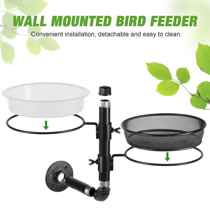 Urban Deco Wall Mounted Bird Feeder With Detachable Tray and