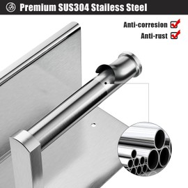 Tindbea Mega Size Toilet Paper Holder with Shelf + Towel Robe Hooks, Adhesive or Screw Wall Mounted Toilet Paper Roll Holder, Stainless Steel Bathroom Hardware Set (Brushed Nickel)