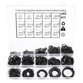 455 Piece Circlip Set, E-Clips Snap Rings, C-Clips Locking Washers, Internal External Seeger Ring Assortment, Clamping Ring Spring Rings for Shafts and Axles, High-Quality Clamping Rings Washers