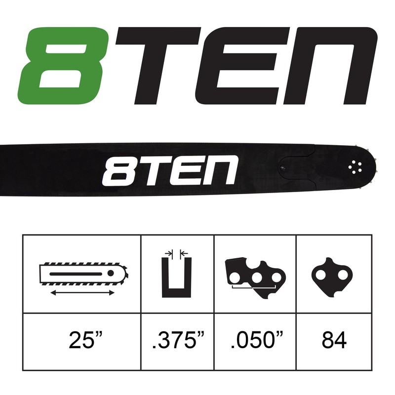 8TEN 42 Inch Chainsaw Guide Bar .063 3/8 135DL Chain