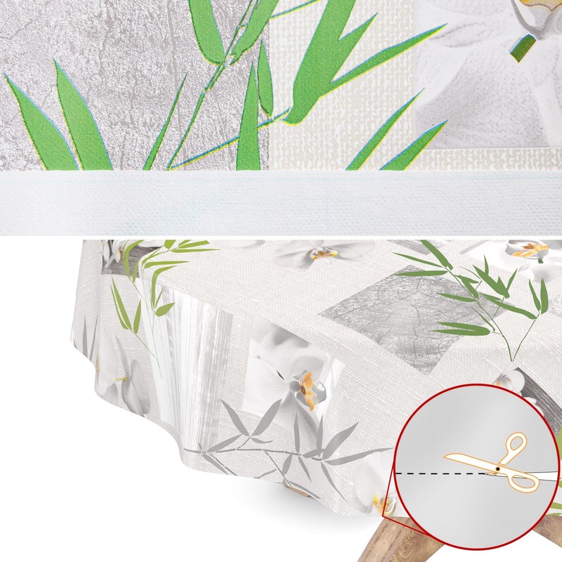 Washable Oilcloth Tablecloth Round 120 cm Cut Edge Orchid Spa
