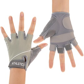 WULI Adult Men's and Women's Spring/Summer Half Finger Gloves, Non Slip and Breathable, Cycling, Riding, Shock Absorption, Fitness, Outdoor Half Finger Gloves (Green, Medium)