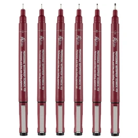 Acurit Waterproof Technical Pens - Professional Waterproof Technical Pen, Rich Blank Ink, Acid-Free, Light Fast, for Sketching, Drawing, CAlligraphy, & More! - [6-Pack - Assorted Sizes]