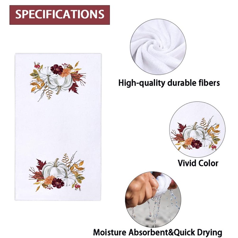 Secarond Fall Pumpkin Leaves Kitchen Dish Towel 18 x 28