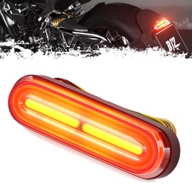 BJZ 5'' Dual Color Motorcycle Tail lights 10V-80V Strobe Brake Light+Amber Left/Right Turn Signals+Red Driving Light, Multifunction Oval LED Rear Marker Lights for ATV UTV Trailer Truck Van, 1Pcs