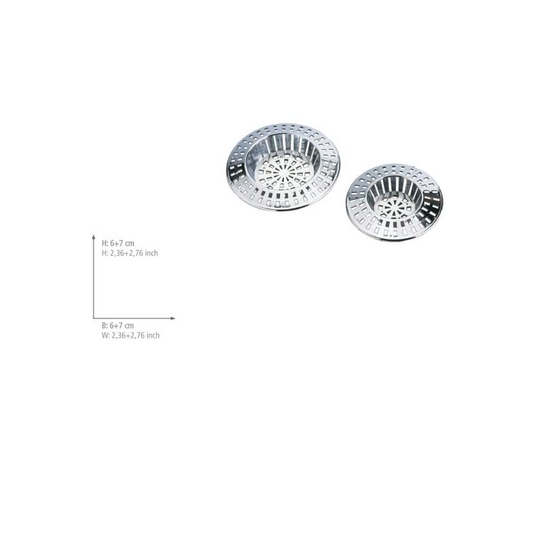 WENKO Drain Sieve-Set of 2, Silver Shiny, Ø 6 +
