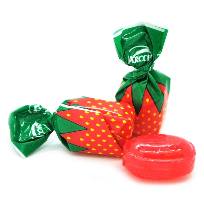 Arcor Strawberry Buds Filled Hard Candy Bon Bons bulk wrapped