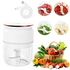 Electric Onion Cutter, 400 ml Onion Chopper, Multi Chopper Vegetable Cutter, 6 Blades, Type C Charging Cable, Onion Chopper Kitchen for Meat, Onions, Garlic, Vegetables, Nuts
