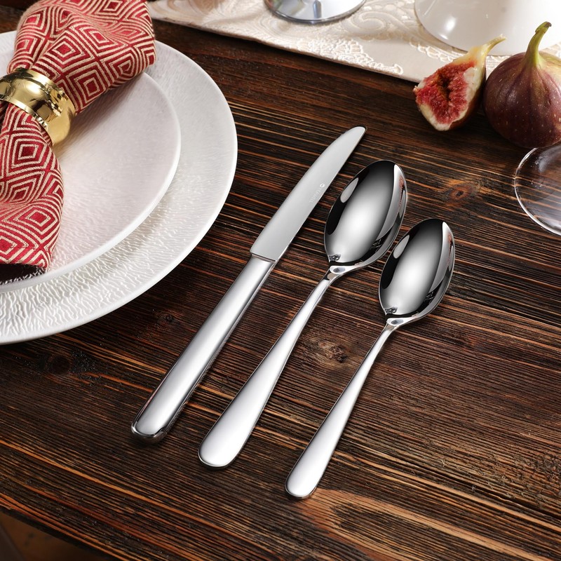 KEAWELL Premium 45-Piece Louise Silverware Set, 18/10 Stainless Steel, Service