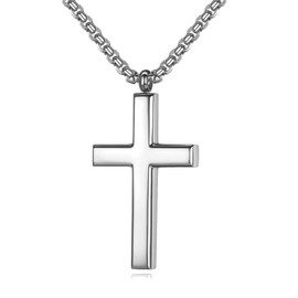 REVEMCN Simple Men’s Stainless Steel Cross Pendant Chain Necklace for Men Women, 20-24 Inches Chain